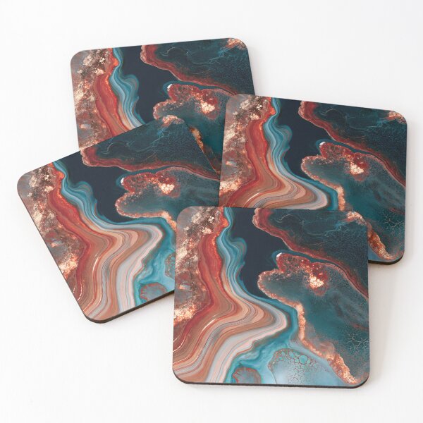 Item preview, Copper Teal Luxury Fluid Abstract Geode Flow Art designed and sold by GrinGalore.