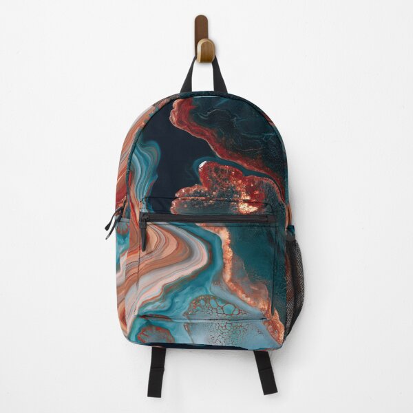 Item preview, Copper Teal Luxury Fluid Abstract Geode Flow Art designed and sold by GrinGalore.