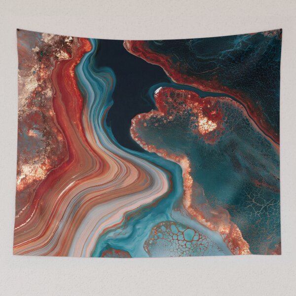 Item preview, Copper Teal Luxury Fluid Abstract Geode Flow Art designed and sold by GrinGalore.
