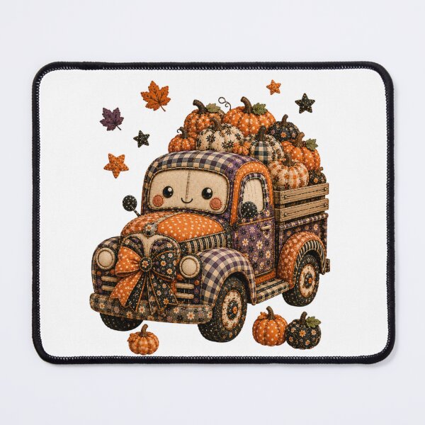 Item preview, Cute Patchwork Pumpkin Truck | Farmhouse Autumn & Halloween Art designed and sold by DecoVibe.