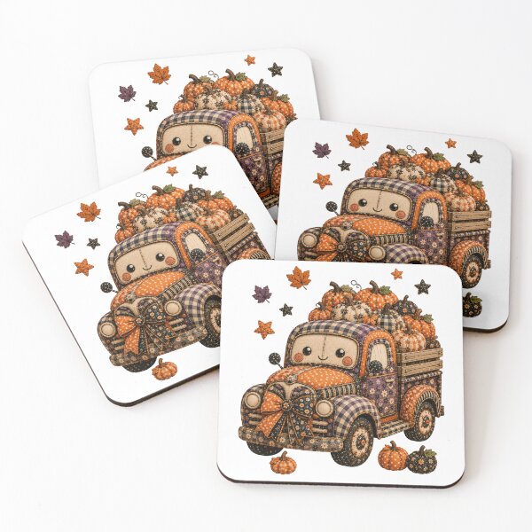 Item preview, Cute Patchwork Pumpkin Truck | Farmhouse Autumn & Halloween Art designed and sold by DecoVibe.