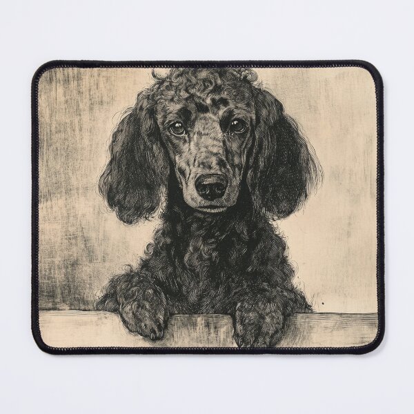 Item preview, Vintage Poodle Dog Portrait Etching Fine Art designed and sold by francodelgrando.