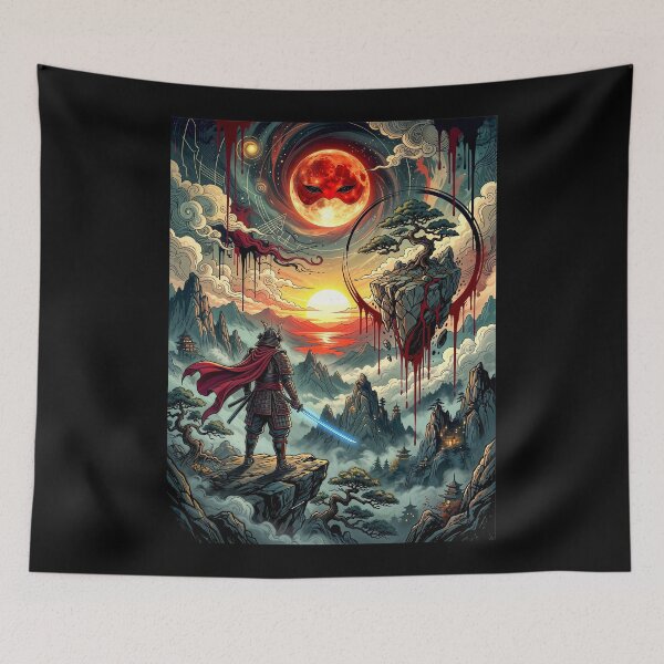 Item preview, Samurai Nightmares Art - Dark Japanese Warrior T-Shirt designed and sold by FotoLibreStudio.