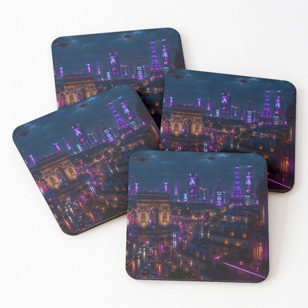 Item preview, Paris 2150 Cyberpunk Wall Art | Futuristic Eiffel Tower Neon City | Paris Poster | Neon Atlas designed and sold by NSAstore.