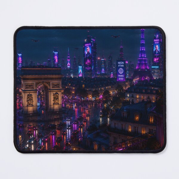 Item preview, Paris 2150 Cyberpunk Wall Art | Futuristic Eiffel Tower Neon City | Paris Poster | Neon Atlas designed and sold by NSAstore.