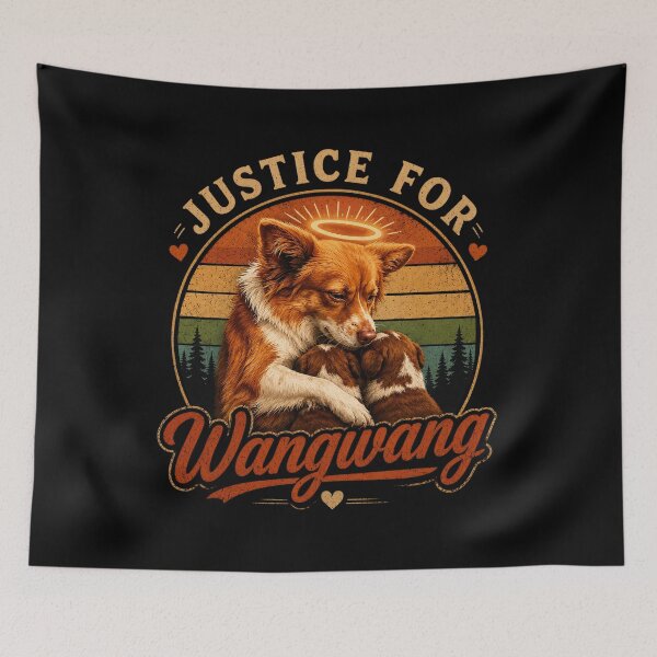 Item preview, Justice For Wangwang Dog Memorial, "Rainbow Bridge Pet Loss", Dog Lover Sympathy Gift, Animal Rescue Vintage Art designed and sold by MorningJoco.