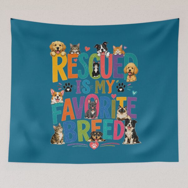 Item preview, Rescued Is My Favorite Breed Cute Dogs And Cats Rescue Lover Design designed and sold by Evelashop.