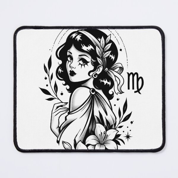 Item preview, Virgo Zodiac Sign - Gothic Astrology Tattoo designed and sold by feedmykraken.