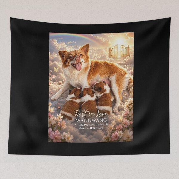 Item preview, justice for wangwang dog memorial , Rest In Love Wangwang, "Rainbow Bridge Dog Memorial", Pet Loss Sympathy Gift, Dog Lover Remembrance Wall Art designed and sold by HappyGrandmaUB.