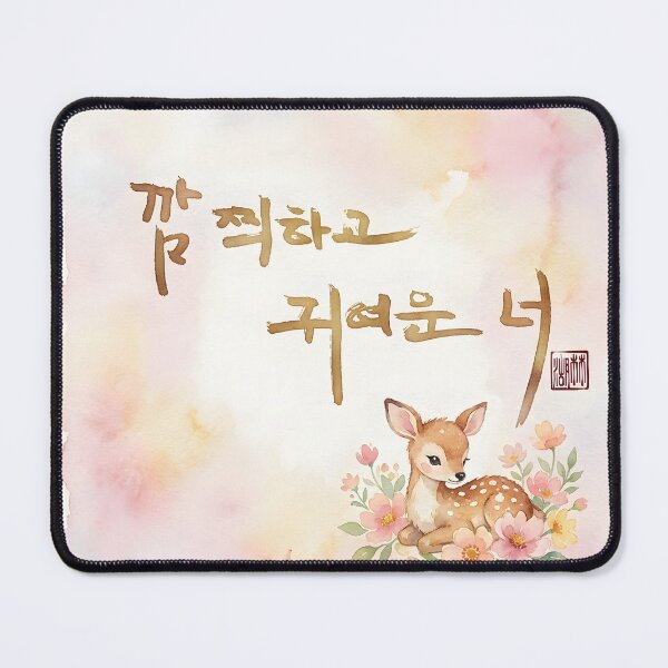 Item preview, Cute Deer Watercolor Illustration with Korean Calligraphy designed and sold by K-Brush.
