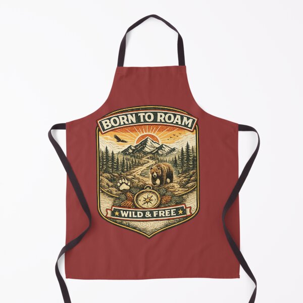 Item preview, Born to Roam Wild and Free Vintage Mountain Bear Adventure Badge designed and sold by Artbysarmina.