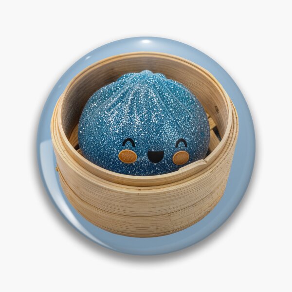 Item preview, Blue Glitter Squishy Dumpling Toy in Bamboo Steamer – Photorealistic Cutout designed and sold by EmeraldeaArt.