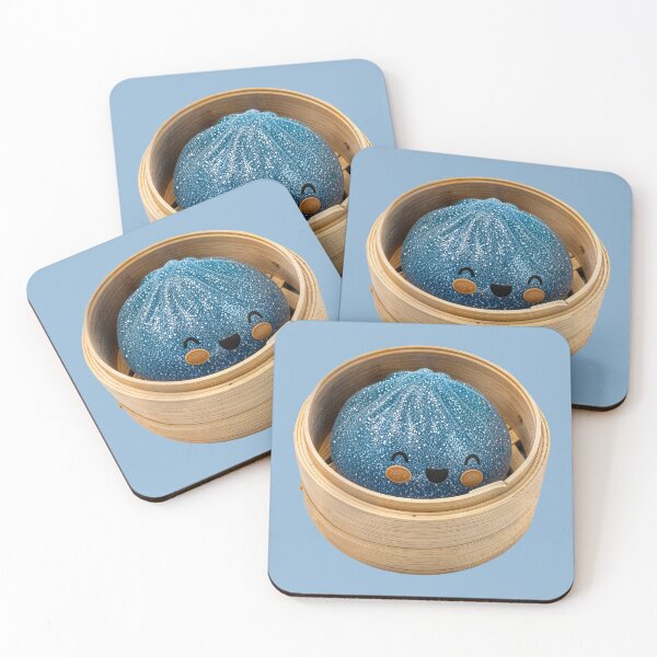 Item preview, Blue Glitter Squishy Dumpling Toy in Bamboo Steamer – Photorealistic Cutout designed and sold by EmeraldeaArt.