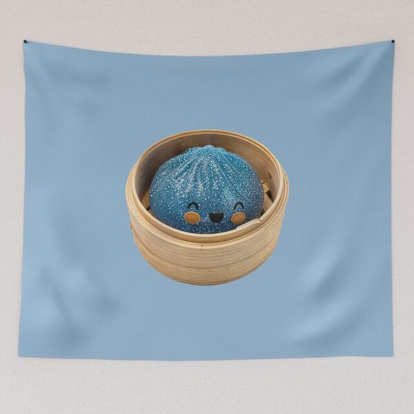 Item preview, Blue Glitter Squishy Dumpling Toy in Bamboo Steamer – Photorealistic Cutout designed and sold by EmeraldeaArt.