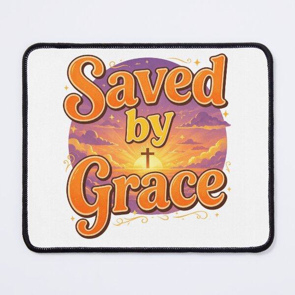 Item preview, "Saved by Grace" vintage retro sunset typography designed and sold by DVerse Studio.