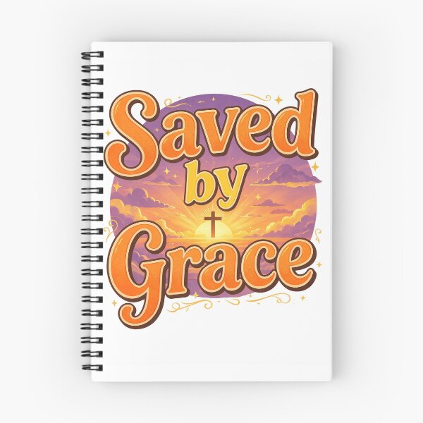 Item preview, "Saved by Grace" vintage retro sunset typography designed and sold by DVerse Studio.