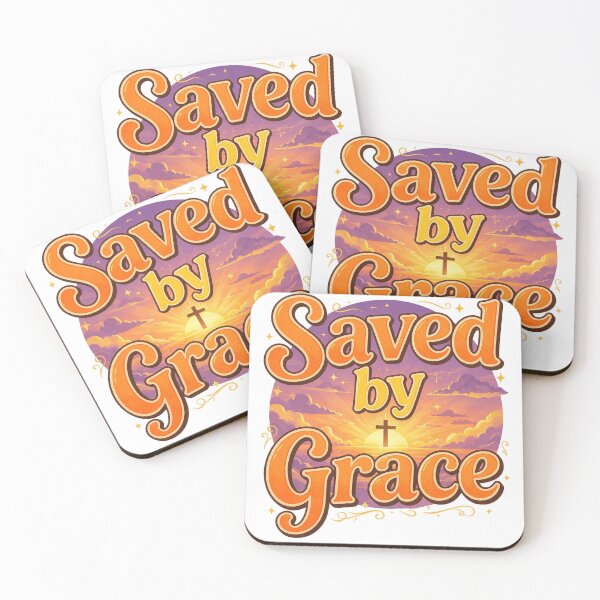 Item preview, "Saved by Grace" vintage retro sunset typography designed and sold by DVerse Studio.