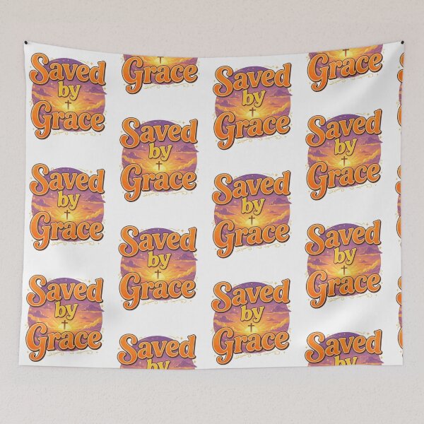 Item preview, "Saved by Grace" vintage retro sunset typography designed and sold by DVerse Studio.