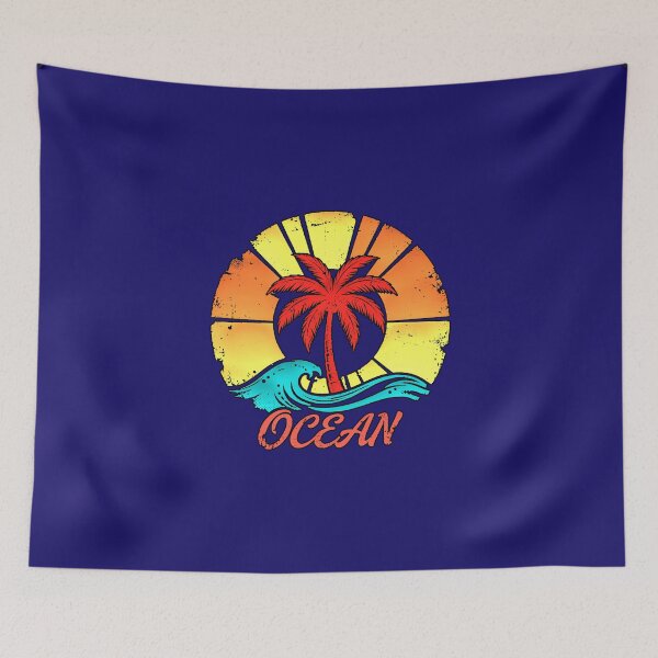 Item preview, Ocean Retro | Vintage Design Palm Tree Sunset Waves designed and sold by AstronautMerch.