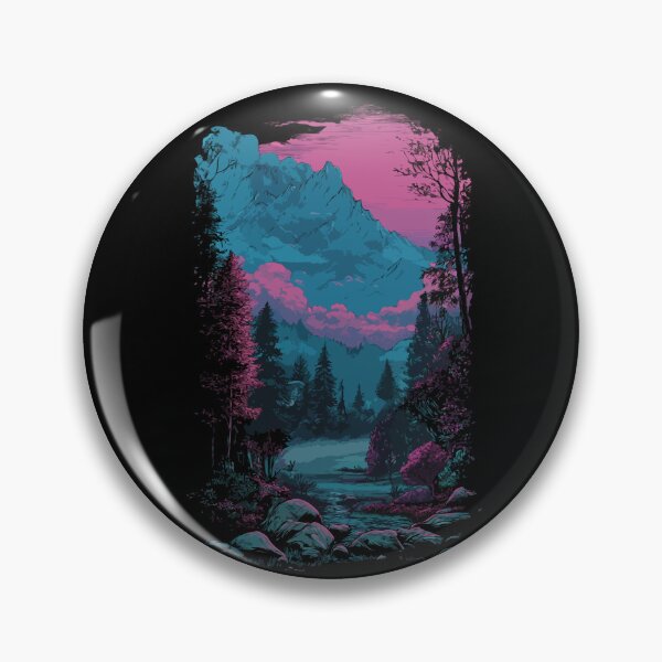 Item preview, Synthwave Mountain Forest designed and sold by Gkinoki.