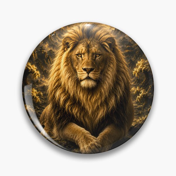 Item preview, Majestic Lion King Beneath the Full Moon | Fantasy Wildlife Art designed and sold by ManJiangHong.