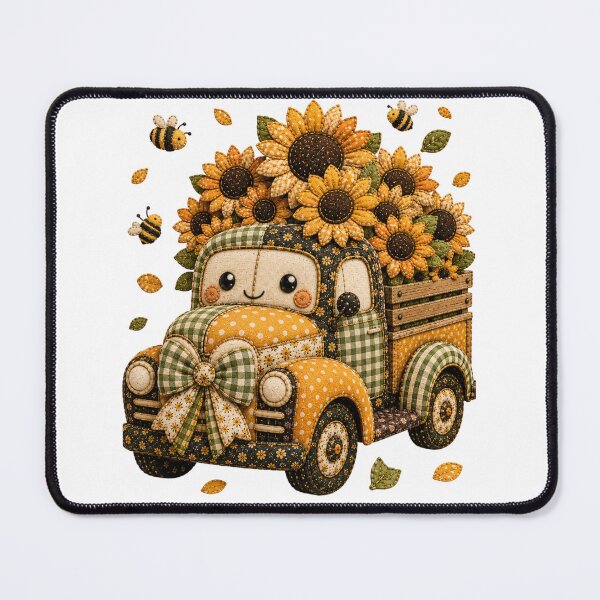 Item preview, Cute Patchwork Sunflower Truck | Farmhouse Summer & Fall Art designed and sold by DecoVibe.