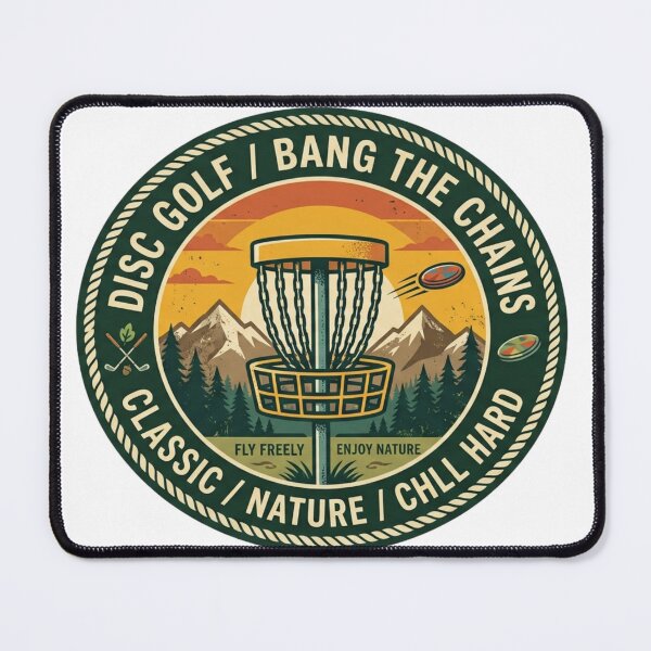 Item preview, Disc Golf Bang The Chains Retro Nature Outdoor Badge designed and sold by Wear Sculpt.