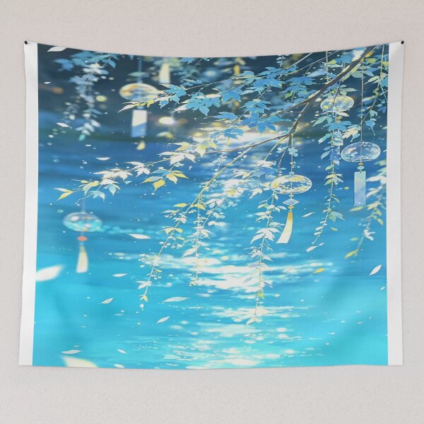 Item preview, The Soothing Echo of Eternal Summer, Japanese Wind Chimes by the Water - Animated and Dreamy Summer Landscape designed and sold by RAYBIL.