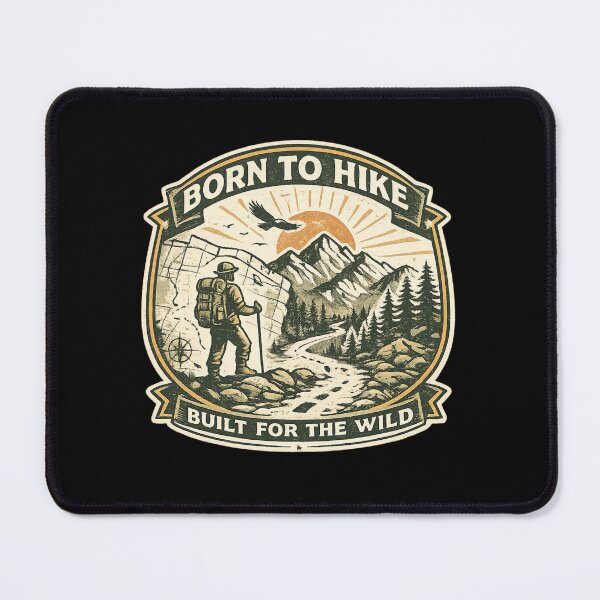 Item preview, Born to Roam Wild and Free Vintage Mountain Bear Adventure Badge designed and sold by Artbysarmina.