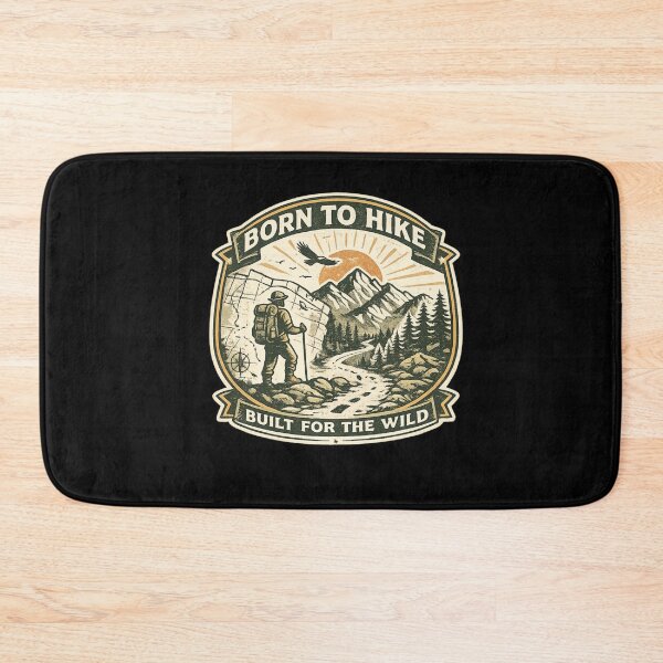 Item preview, Born to Roam Wild and Free Vintage Mountain Bear Adventure Badge designed and sold by Artbysarmina.