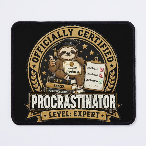 Item preview, Certified Procrastinator | Funny Certified Badge Sticker & T-Shirt | Level: Expert designed and sold by FuzzDrive.