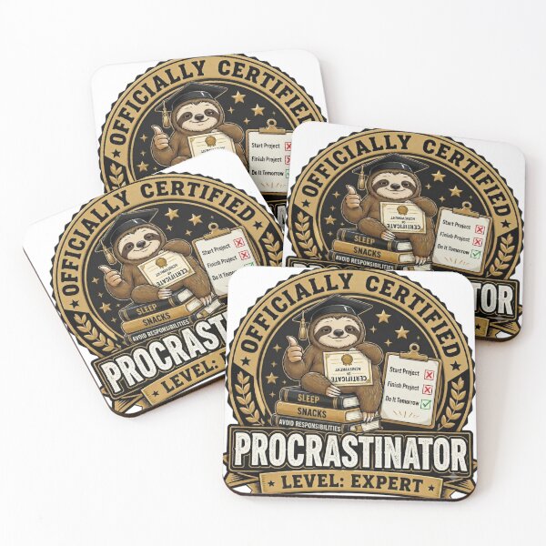 Item preview, Certified Procrastinator | Funny Certified Badge Sticker & T-Shirt | Level: Expert designed and sold by FuzzDrive.