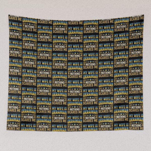 Item preview, My Wife Is Ukrainian Nothing Scares Me Typography Design designed and sold by Canvas Vibe Studio.