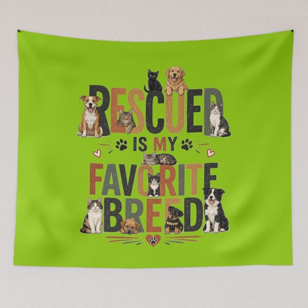 Item preview, Rescued Is My Favorite Breed Cute Dogs And Cats Rescue Lover Design designed and sold by Evelashop.