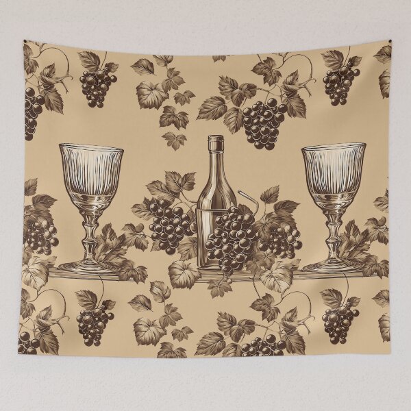Item preview, Vintage Grapes and Glass Pattern designed and sold by UnhingedBird.