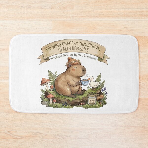 Item preview, Brewing Chaos - Minimizing My Health Remedies - Cute Capybara Cozy Sticker designed and sold by Lu7u.