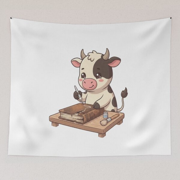 Item preview, Cute Cow Restoring Old Book designed and sold by Ella_Sketch.