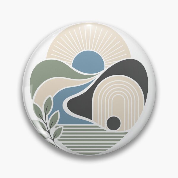 Item preview, Serene Boho Nature Landscape with Sun and Mountains designed and sold by Vertexlab.