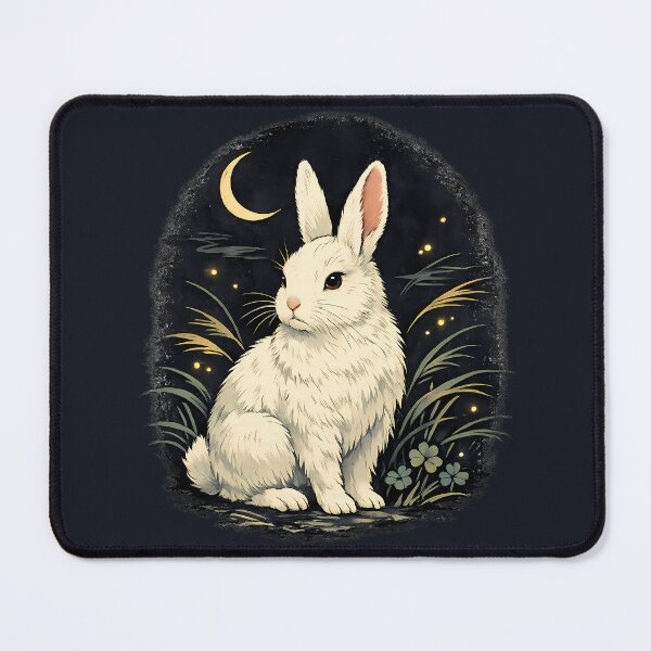Item preview, Moonlit White Rabbit Japanese Woodblock Art designed and sold by KAGEKOMORE.