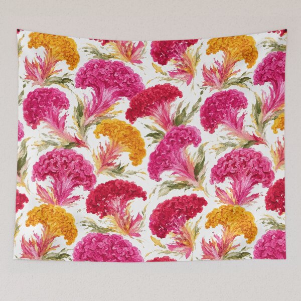 Item preview, Celosia Cockscomb Abstract Painterly Seamless Pattern designed and sold by Inkworksbyshery.