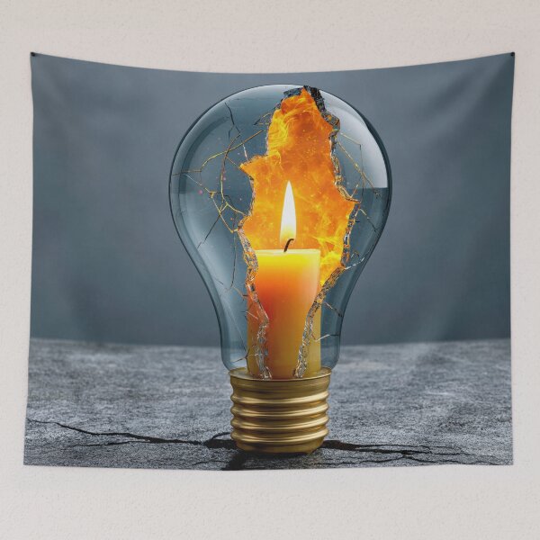 Item preview, Broken Light Bulb with Candle – Power Outage Survival Illustration 2 designed and sold by WordPlayStudio.