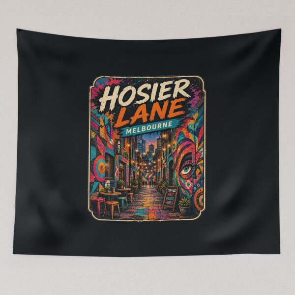 Item preview, Hosier Lane Melbourne Street Art Vintage Travel Poster | Australia Graffiti Laneway Retro Vector Design designed and sold by Globalcitytees.