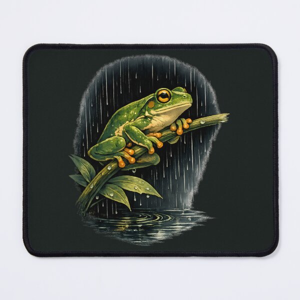 Item preview, Rainy Tree Frog Japanese Woodblock Art designed and sold by KAGEKOMORE.
