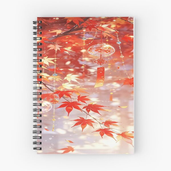 Item preview, The Golden Glow of Eternal Autumn, Autumn Wind Chimes Beneath the Red Maples - Japanese Anime Art with Momiji Leaves designed and sold by RAYBIL.