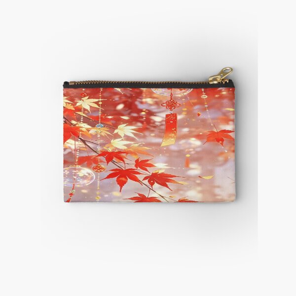 Item preview, The Golden Glow of Eternal Autumn, Autumn Wind Chimes Beneath the Red Maples - Japanese Anime Art with Momiji Leaves designed and sold by RAYBIL.
