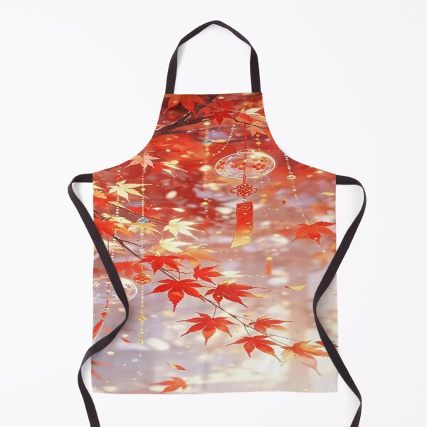 Item preview, The Golden Glow of Eternal Autumn, Autumn Wind Chimes Beneath the Red Maples - Japanese Anime Art with Momiji Leaves designed and sold by RAYBIL.