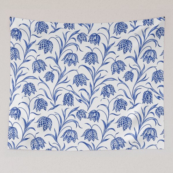 Item preview, Fritillaria Chinoiserie Blue White Porcelain Seamless Pattern designed and sold by Inkworksbyshery.
