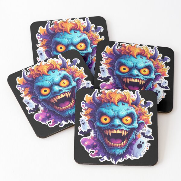 Item preview, Creepy Demon Face with Ghosts Halloween Monster Sticker designed and sold by OksArtStudio.