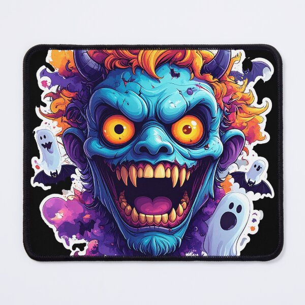Item preview, Creepy Demon Face with Ghosts Halloween Monster Sticker designed and sold by OksArtStudio.