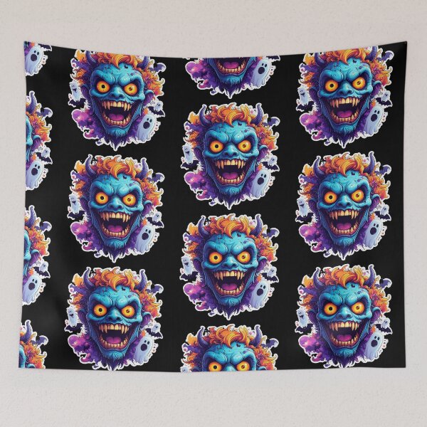 Item preview, Creepy Demon Face with Ghosts Halloween Monster Sticker designed and sold by OksArtStudio.